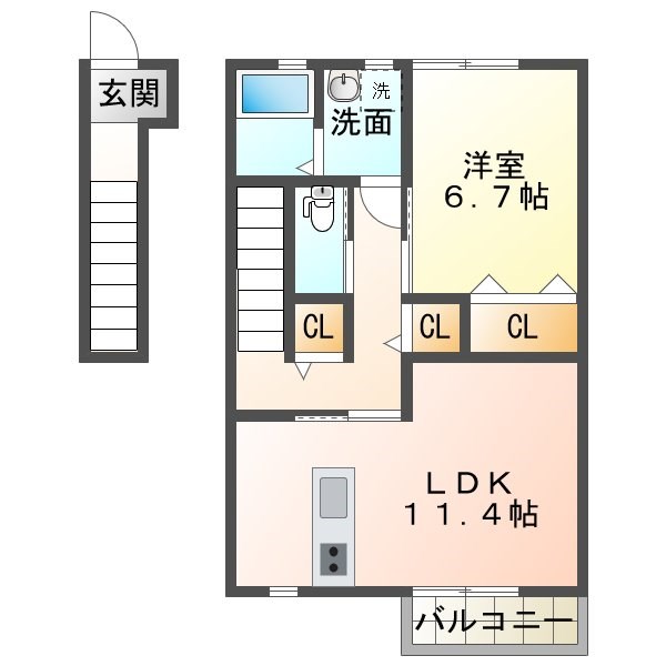 ファニーシックス 203号室 間取り