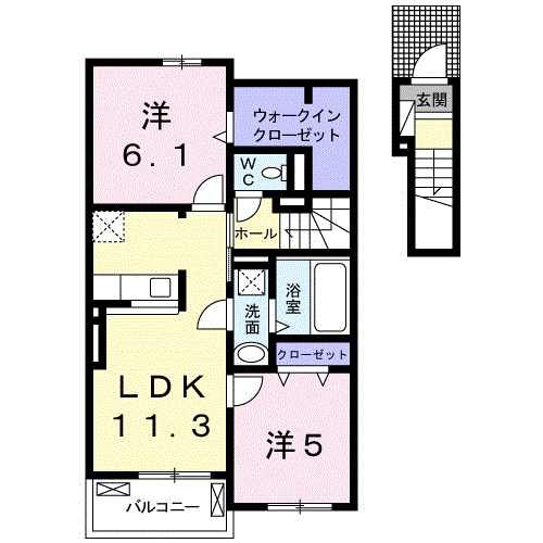 プリムローズⅢ 202号室 間取り