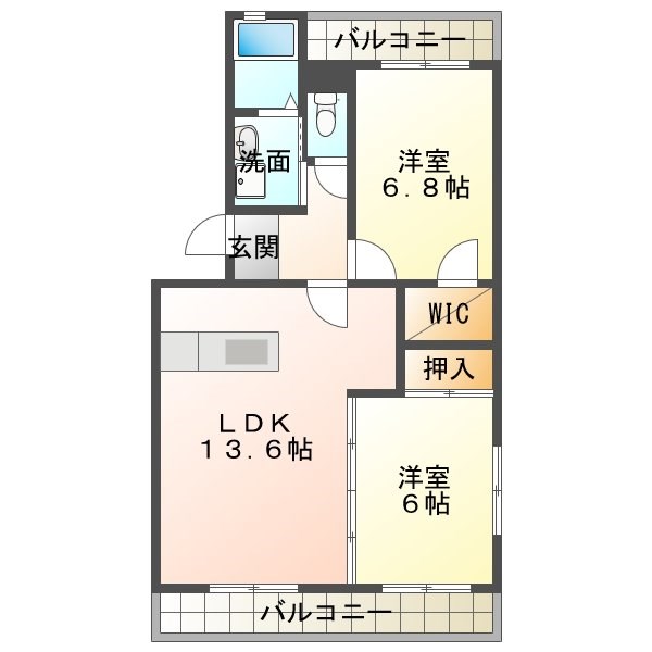 アレイズ和合 102号室 間取り