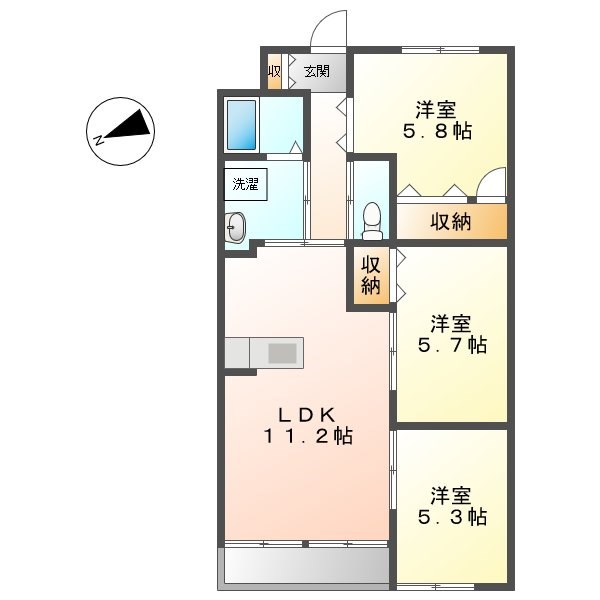 アルコリバーサイド 202号室 間取り