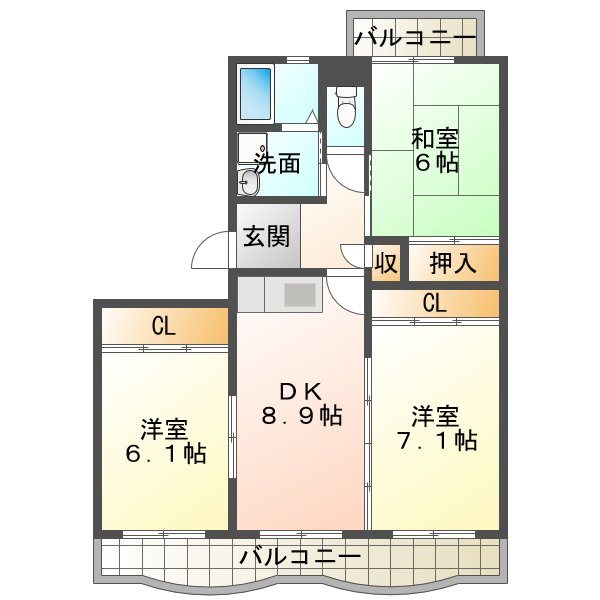 メゾン高丘 201号室 間取り