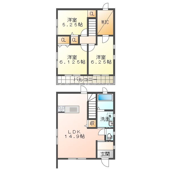 高丘北小山様貸家　西棟 間取り