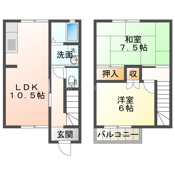 テラスハウスアスカ B号室 間取り