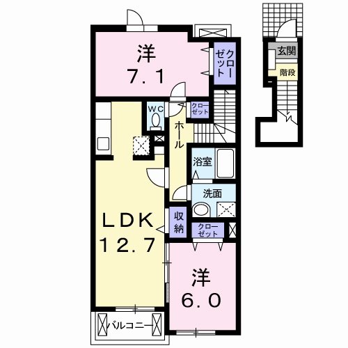 メゾンクレールⅠ 202号室 間取り
