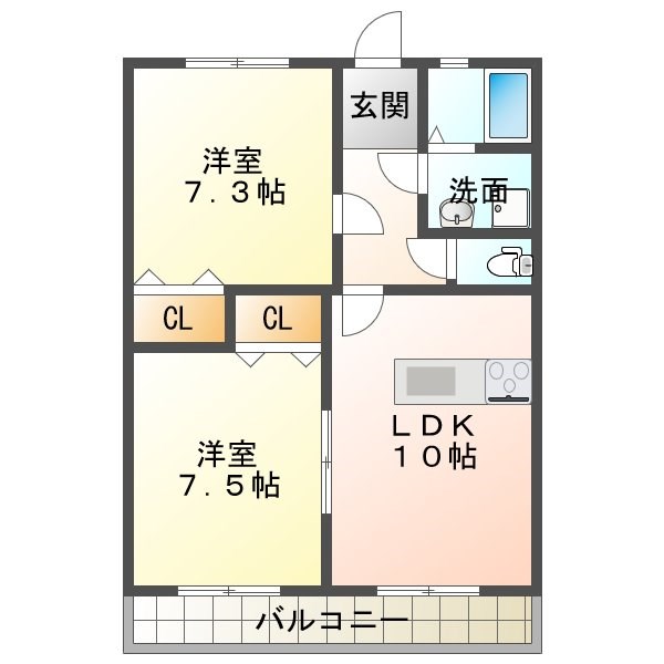 フォンテーヌ 101号室 間取り