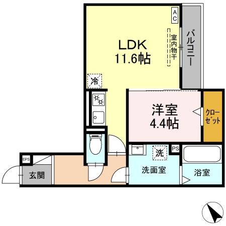 D-Hills初生 203号室 間取り