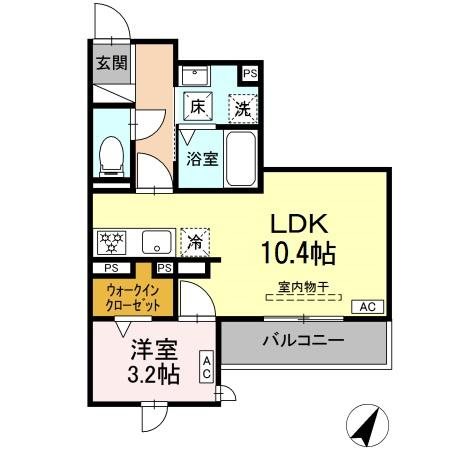 プレジール 102号室 間取り