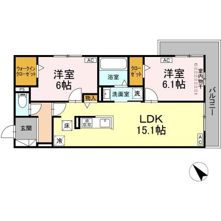 Deサーン　A棟 101号室 間取り