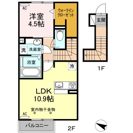 Radius K 205号室 間取り