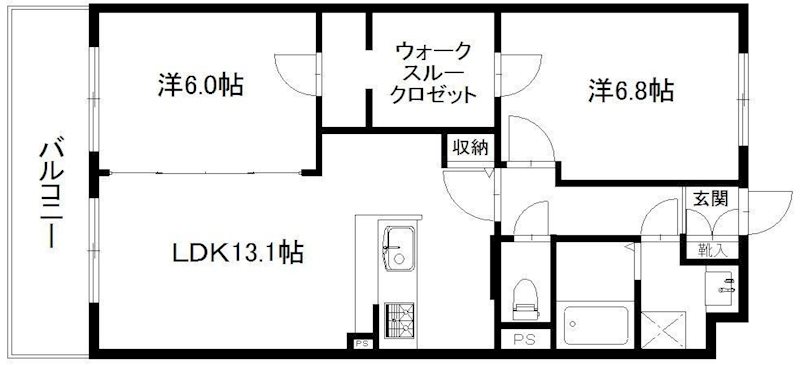 アールウィステリア 102号室 間取り