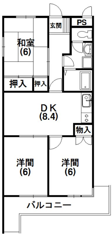 第２マーブルハイツ 405号室 間取り
