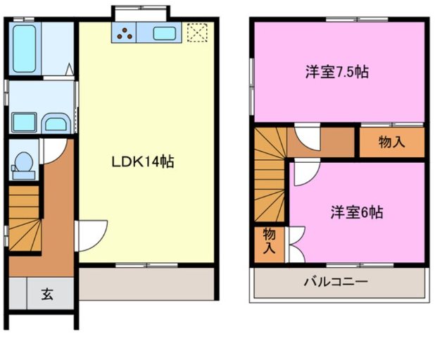 東三方テラスハウス C-1号室 間取り