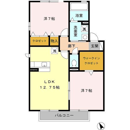 ポワール・トゥワイス C 202号室 間取り