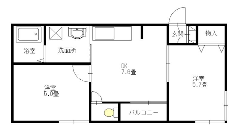 杏 202号室 間取り