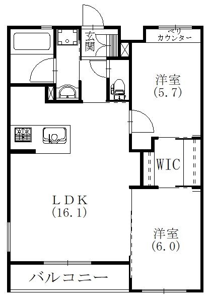 オークセレーノ 402号室 間取り