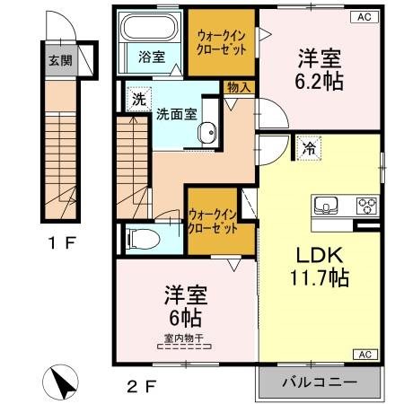 ALBA GLANDE B 201号室 間取り