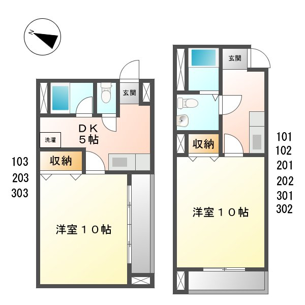 メゾン・ドゥ・ボヌール 202号室 間取り