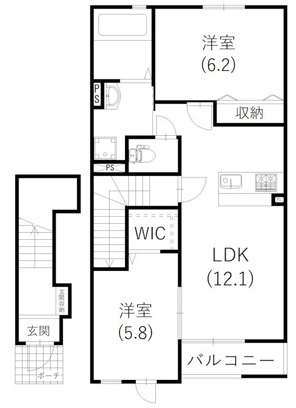 Le calme（ル　カルム） 205号室 間取り