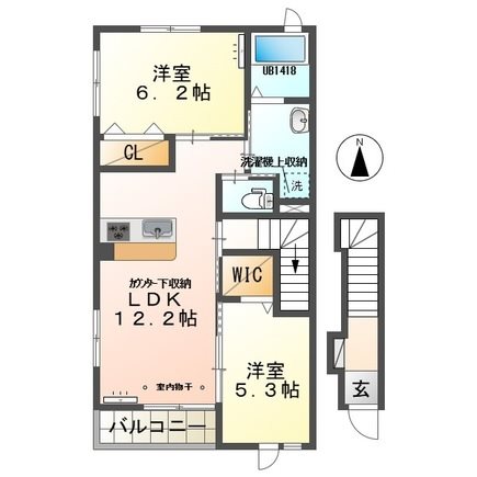 クオーレ 201号室 間取り
