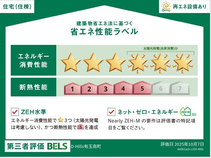 D-Hills有玉南町 省エネ性能ラベル