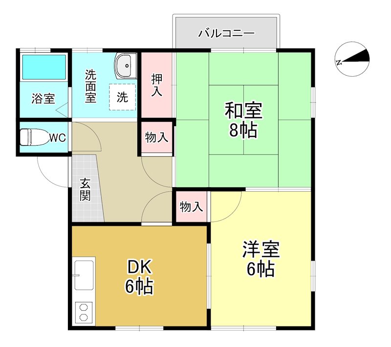 ハイツ葵 1-2号室 間取り