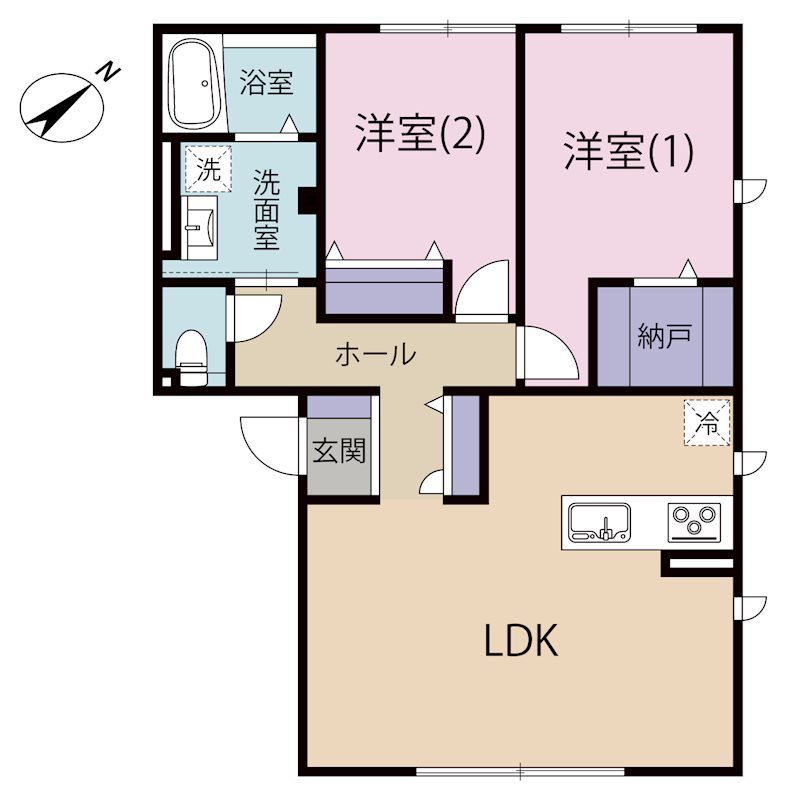 Grand Hill 清水Ⅰ 102号室 間取り