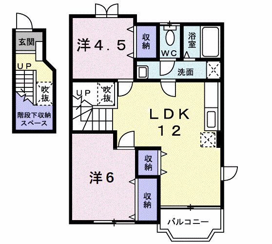 パインツリーB 201号室 間取り