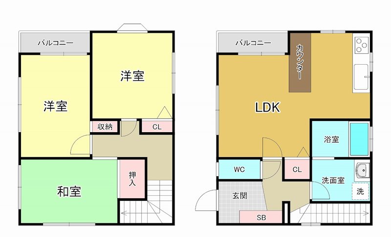 高丘西1丁目貸家 間取り図