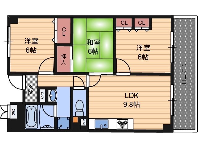 セーヌ東岸和田 間取り