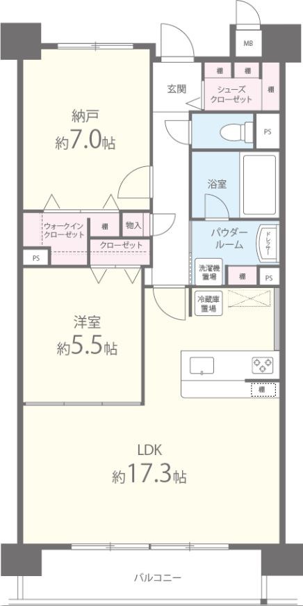 フロイデ川添 407号室 間取り