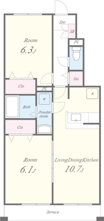 ロワジール 102号室 間取り
