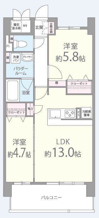 ドゥージエム京橋 1002号室 間取り