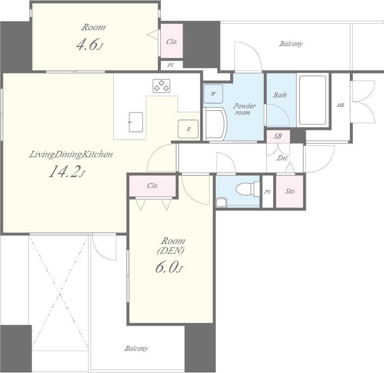 JASPER御堂筋本町 0901号室 間取り
