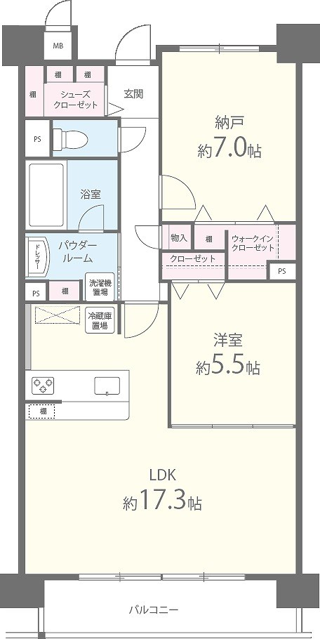 フロイデ川添 305号室 間取り