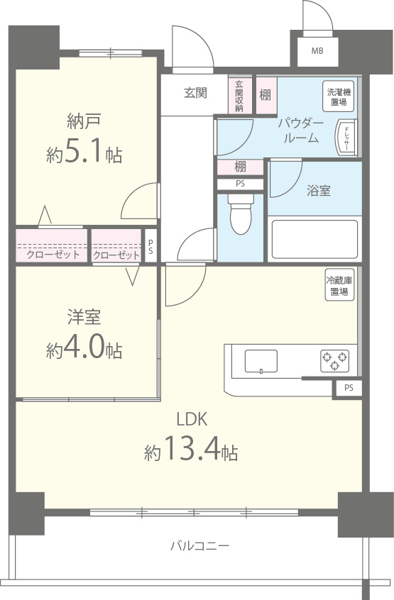 Le Vert 高槻 403号室 間取り