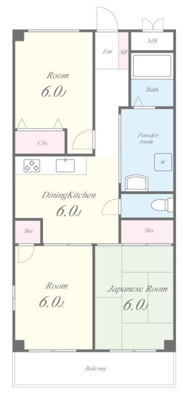 千里山アカシヤハイツ 間取り図