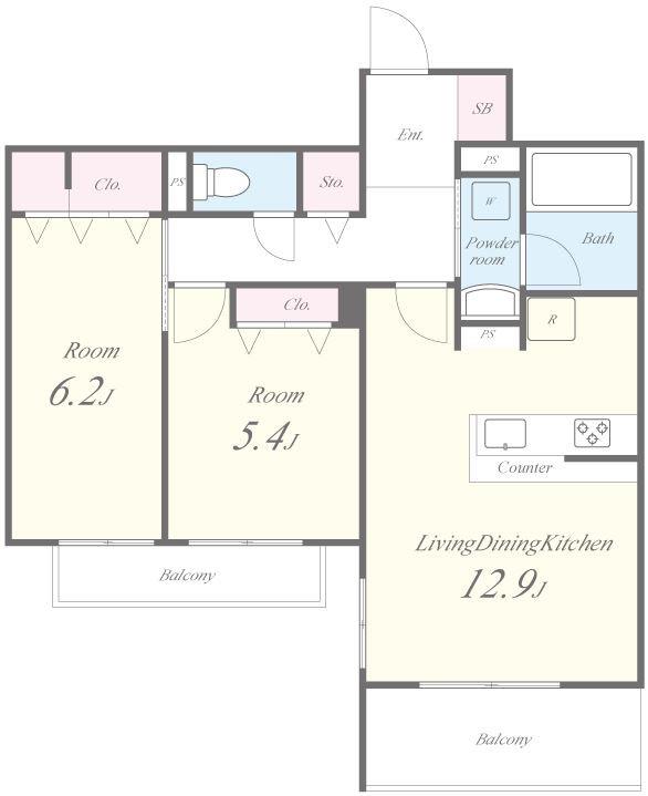エス・メゾンE棟 間取り図