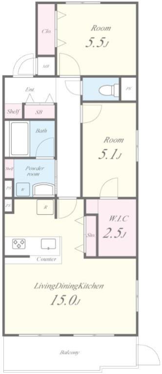 エス・メゾンE棟 103号室 間取り