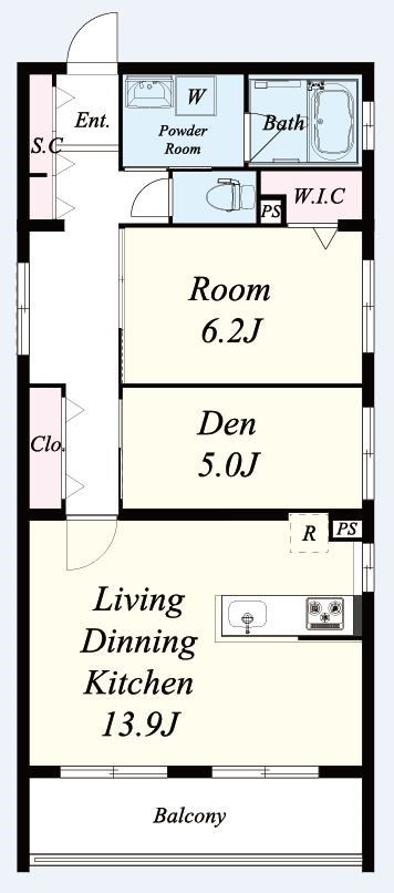 コンフォールパレ新町二条 303号室 間取り