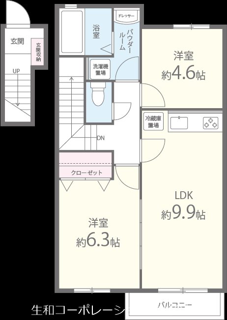 ﾃﾞｨｱﾌﾟﾚｽﾃｰｼﾞ豊田 203号室 間取り