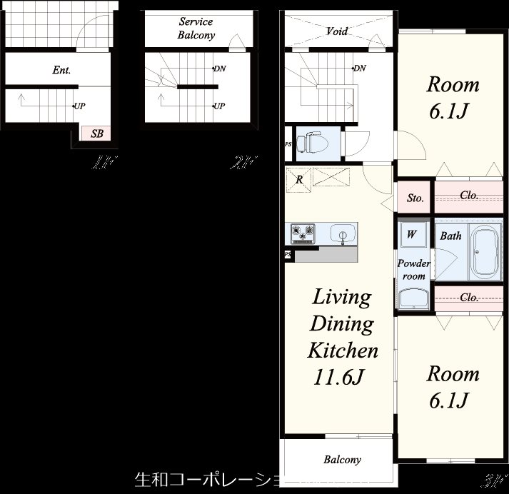 サワー・ドゥ萩原天神 間取り図