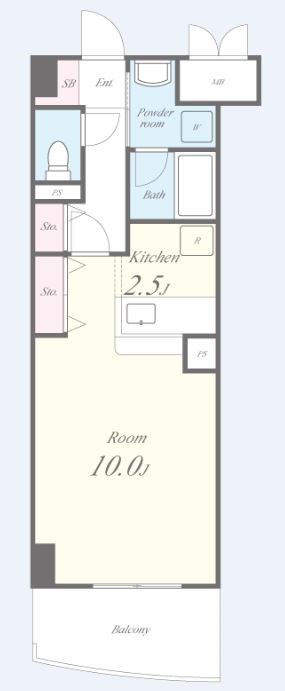 モン・ピエース 6D号室 間取り