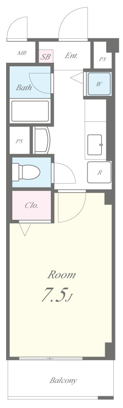 South East千 201号室 間取り