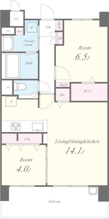ポラリス松ヶ枝 1102号室 間取り