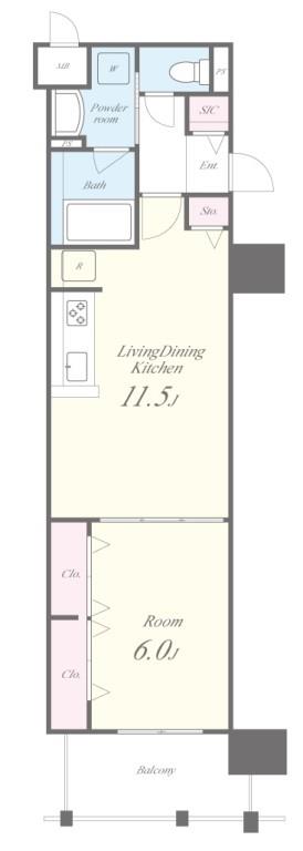 セファ上本町 0706号室 間取り