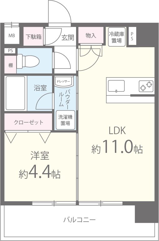 京まちなか湖月 302号室 間取り