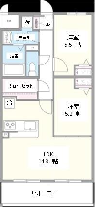 ｶｰｻ ﾌｪﾘｰｽ 206号室 間取り
