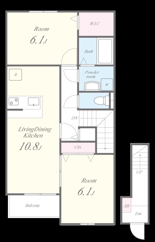グランディール八幡 205号室 間取り