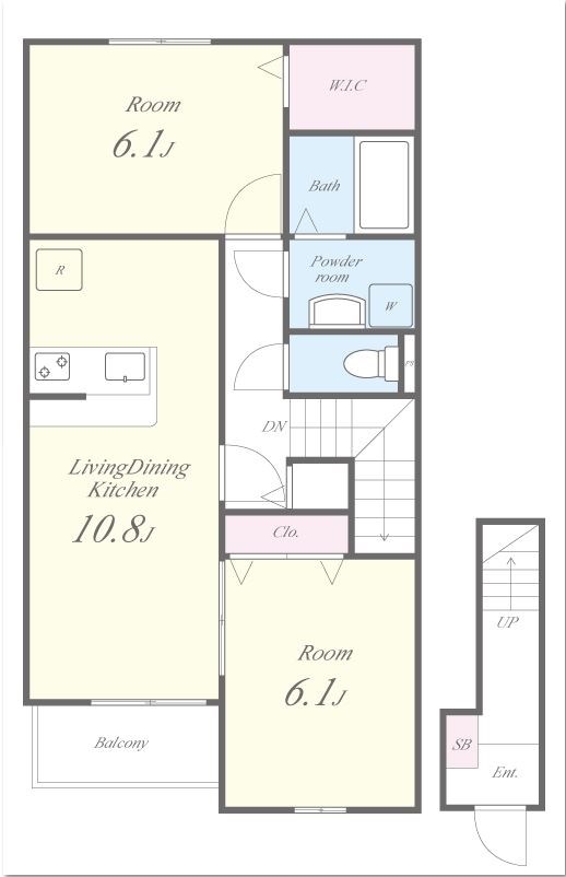 グランディール八幡 203号室 間取り