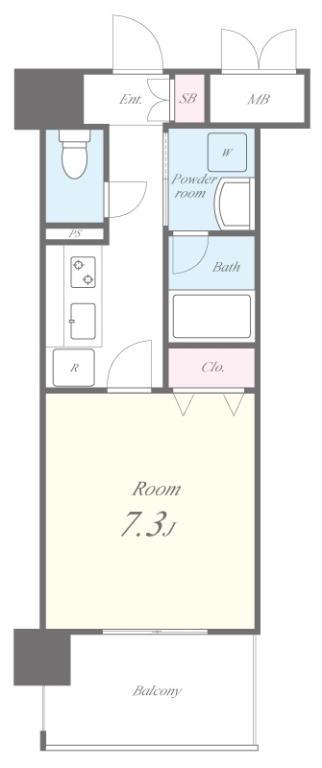 ボーベル玉造 0802号室 間取り